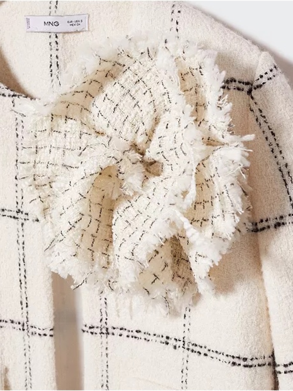 Mango | Women's Maxi Floral Tweed Blazer in Cream | Size L | NWT - Picture 6 of 16